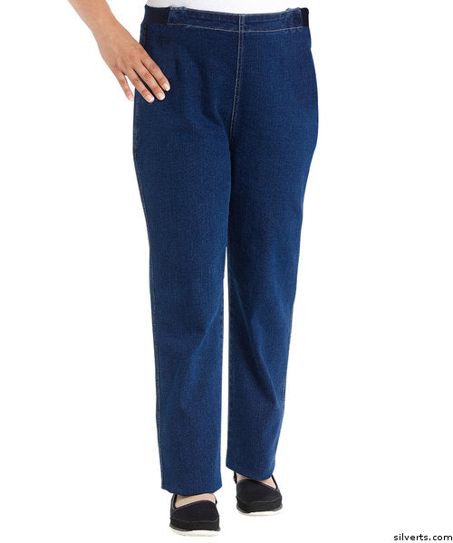 Womens Designer Open-Back Wheelchair Jeans By Izzy Camilleri - Soft Stretchable Denim Jean