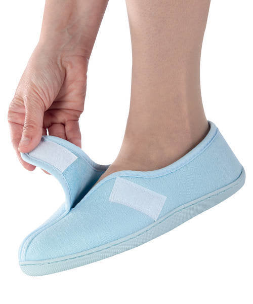 Womens Adaptive Arthritis Easy Closure Terry Cloth Slippers